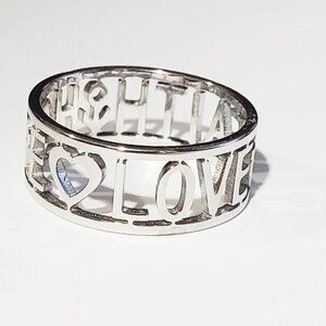 NEW LOVE HOPE RING BAND SZ 7 SILVER PLATED PROTECTION BLESSING
